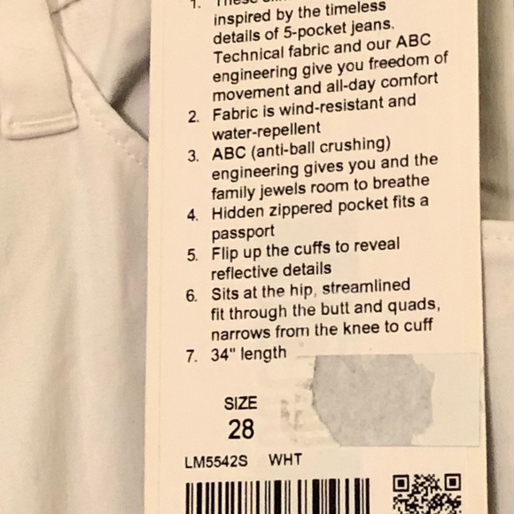 NWT lululemon ABC Slim-Fit Pant 34"L ,size 28 - Picture 1 of 7